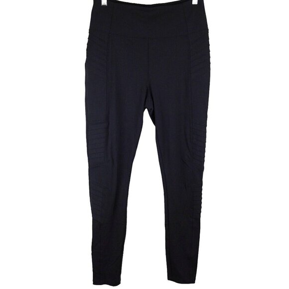 Athleta Womens Delancey Moto Black Pull-On Tight Compression Leggings‎ Size M - Picture 1 of 10
